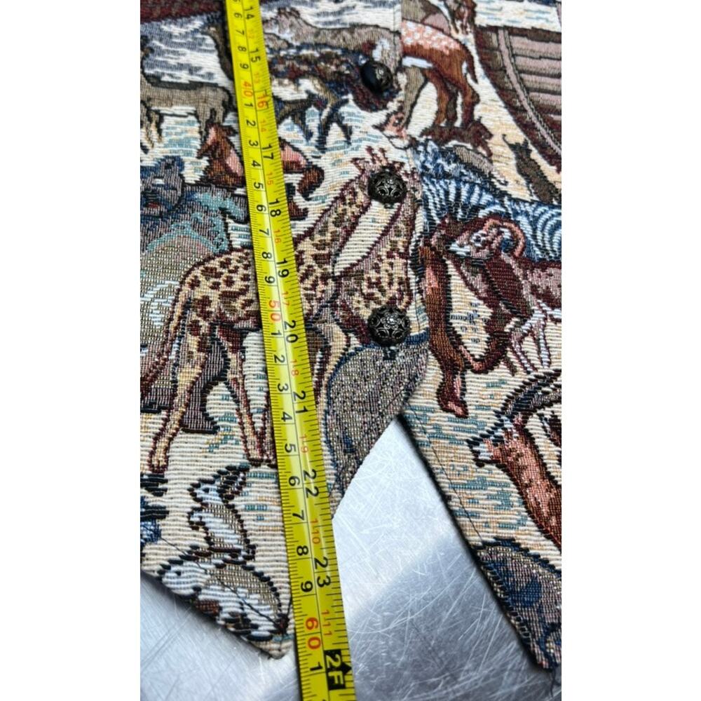 VTG 90s Bobbie Brooks Noah's Ark Animals Buttoned Vest Sz M Tapestry Boho Whimsy - Picture 7 of 7